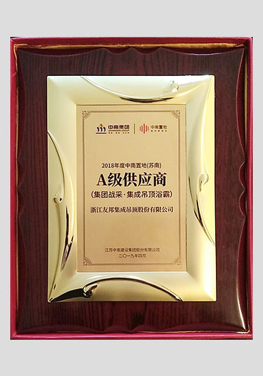 中南地產2018A級供應商